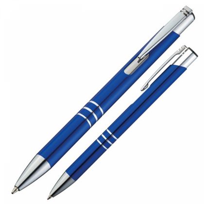 Ручка шарик/автомат "Ascot" 0,7 мм, метал., морская волна/серебристый, стерж. синий