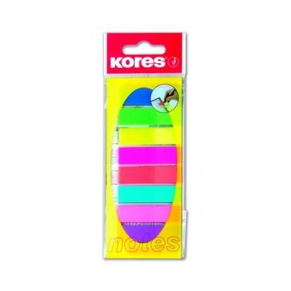 Закладки пласт. "Kores" 12*45 мм, 8 цв.*25 шт., с линейкой, ассорти