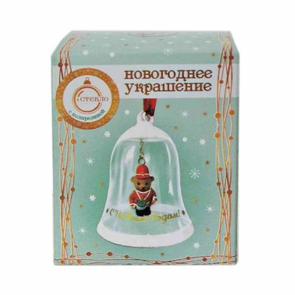Украшение новогоднее "Мишка" 5*5*7,5 см, стекл./полирезин., упак., красный/прозрачный