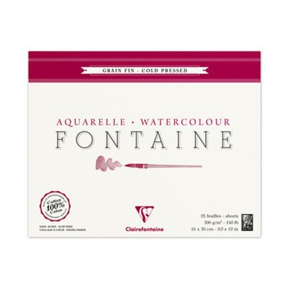Блок-склейка бумаги для акварели FONTAINE, 100% хлопок, хол.пресс, 24*30, 300г/м2 , 25л