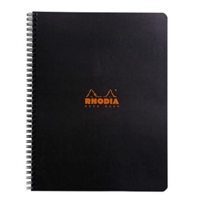 Блокнот А4+ 225*297 мм, 80 л., в клетку "Rhodia" спираль сбоку, обл. карт., черный