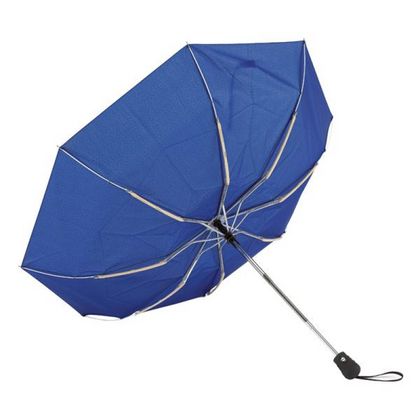 Зонт складной автомат. 97 см, ручка прорезин. "Bora" противошторм., синий