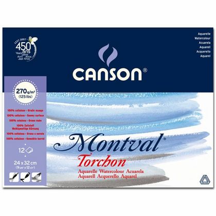 Блок-склейка бумаги для акварели "Montval" 270г/м 18*25см, снежное зерно, 12л