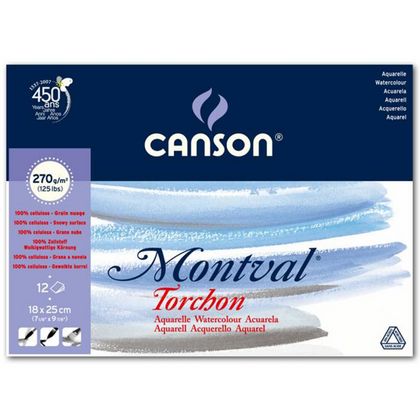 Блок-склейка бумаги для акварели "Montval" 270г/м 18*25см, снежное зерно, 12л