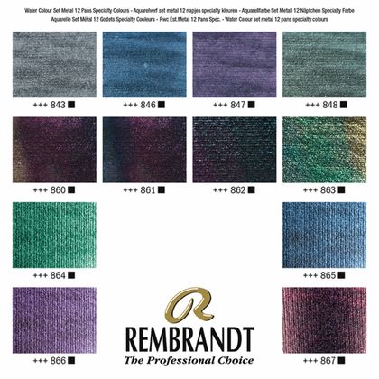 Краски акварельные "Rembrandt" набор 12 цв. специальные, кюветы