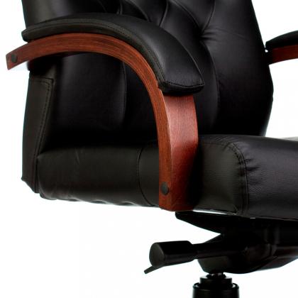 Кресло д/руководителя Бюрократ T-9928WALNUT нат. кожа, черный, крестов. металл/дерево