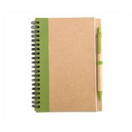 Блокнот А5 130*180 мм, 35 л., нелин. "Sonora Plus" спираль сбоку, обл. карт., с ручкой, коричневый/св.-зеленый