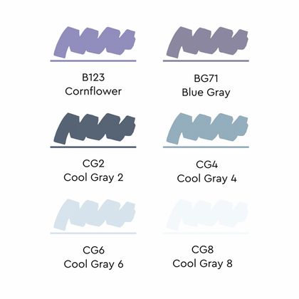 Маркер перм., худ. "Sketchmarker Cool Gray" двусторонний, набор 6 шт.