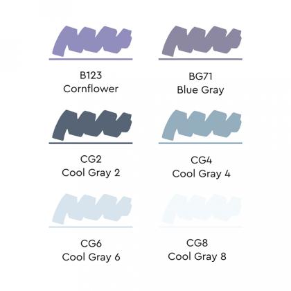 Маркер перм., худ. "Sketchmarker Cool Gray" двусторонний, набор 6 шт.