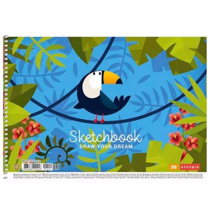 Альбом д/рисования A4 30 л. "Colorful jungle" на спирали, ассорти