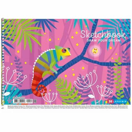 Альбом д/рисования A4 30 л. "Colorful jungle" на спирали, ассорти