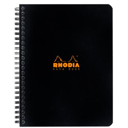 Блокнот А5+ 160*210 мм, 80 л., в клетку "Rhodia" спираль сбоку, черный