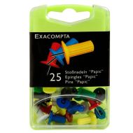Иглы-кнопки "пешки" "Exacompta" 25 шт., закругл. ассорти