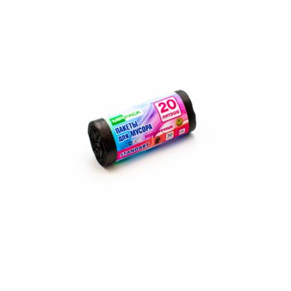 Мешки для мусора 120л 10шт/рулон ПСД Mirpack Standart 18мкм 70*110см цв.черный