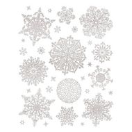 Наклейка декоративная на стекло "Серебряные колючие снежинки", 30*38 см