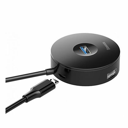 комп. Hub Baseus Round box HUB adapter (Type-C to USB3.0*1+USB2.0*3) 10cm Black (CAHUB-G01)