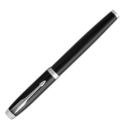 Ручка перьевая F "IM Black Lacquer CT" метал., подарочн. упак., черный/серебристый, патрон синий