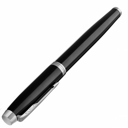 Ручка перьевая F "IM Black Lacquer CT" метал., подарочн. упак., черный/серебристый, патрон синий