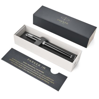 Ручка перьевая F "IM Black Lacquer CT" метал., подарочн. упак., черный/серебристый, патрон синий