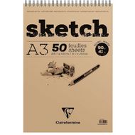 Скетчбук "Sketch" A3 90г/м2 50л. спираль сверху, коричневый