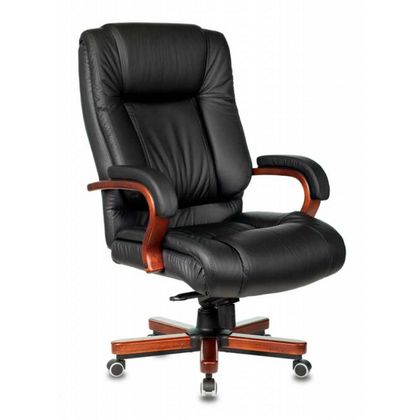 Кресло д/руководителя Бюрократ T-9925WALNUT/Black черный кожа крест.дерево