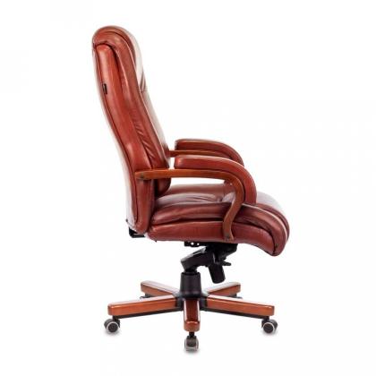 Кресло д/руководителя Бюрократ T-9925WALNUT нат. кожа, черный, крестов. металл/дерево