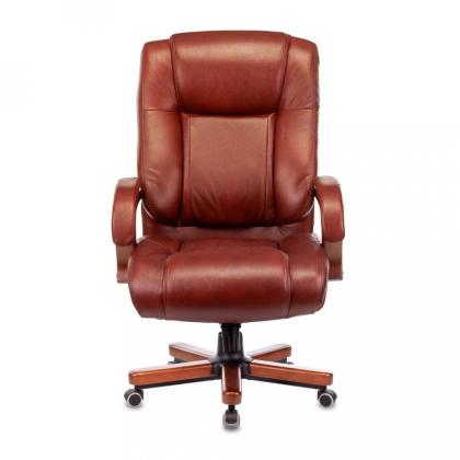 Кресло д/руководителя Бюрократ T-9925WALNUT нат. кожа, черный, крестов. металл/дерево