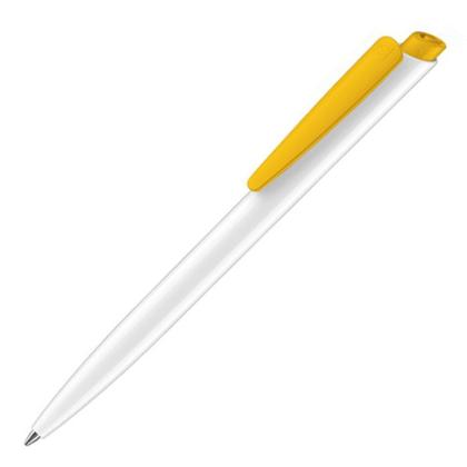 Ручка шарик/автомат "Dart Polished Basic" 1,0 мм, пласт., глянц., белый/желтый, стерж. синий