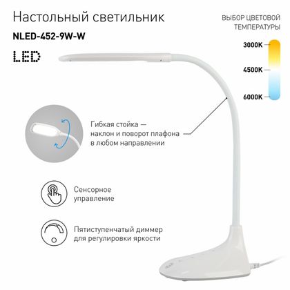 Светильник настольный ЭРА NLED-452 черный светодиодный
