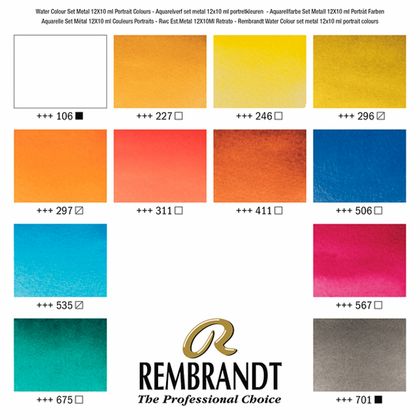 Краски акварельные "Rembrandt" набор 12 цв. портретн., 10 мл, тубы