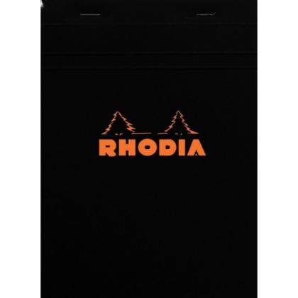 Блокнот А5 148*210 мм, 80 л., в клетку "Rhodia" скоба сверху, обл. карт., черный