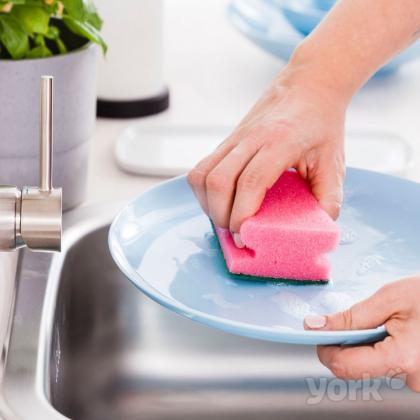 Губка кухонная для мытья посуды York профилированная 80*60*43 мм, 5шт/уп.