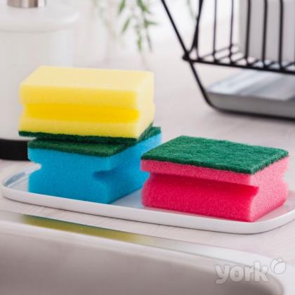 Губка кухонная для мытья посуды York профилированная 80*60*43 мм, 5шт/уп.