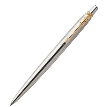 Ручка шарик/автомат "Jotter Stainless Steel GT" 1 мм, метал., подарочн. упак., серебристый/золотистый, стерж. синий