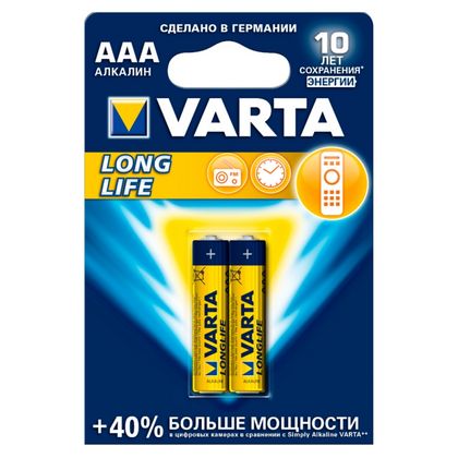 бат_гальв. эл-т щел. (алкал.) 1,5 V LR03 (ААА) 2шт. VARTA LONGLIFE