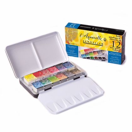 Краски акварельные "l’Aquarelle" набор 24 цв., полукюветы, металл. пенал