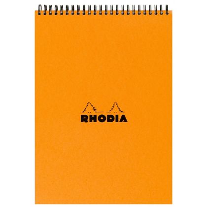 Блокнот А5 148*210 мм, 80 л., в клетку "Rhodia" спираль сверху, обл. карт., черный