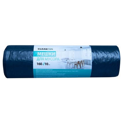 Мешки для мусора 160л 10шт/рулон ПВД Cleanton 50мкм 80*120см цв.черный