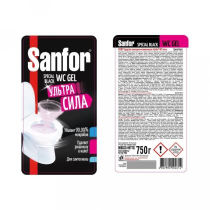 Средство чистящее д/сантехники "Sanfor WC Special Black цветущая сакура" 750 г, гель