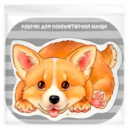 Коврик д/мыши 210*155*2 мм "Корги" ПВХ., разноцвет.