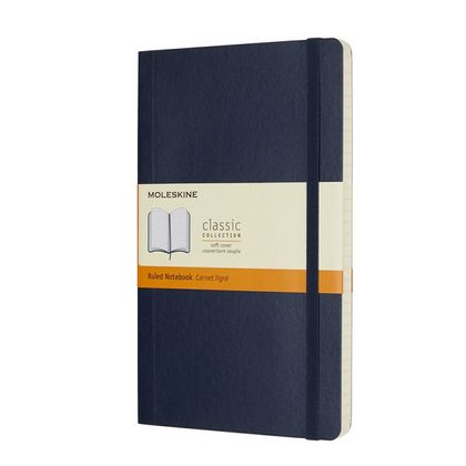 Блокнот А5 130*210 мм, 96 л., тонир., лин. "Classic Soft Large" интегральн. обл. полиуретан., на резинке, синий сапфир