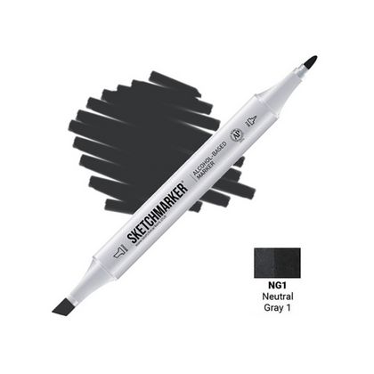 Маркер перм., худ. "Sketchmarker" двусторонний, NG1, серый нейтральный №1