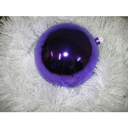 Шар елочный 10 см, пласт., уп./6 шт., глянц. синий