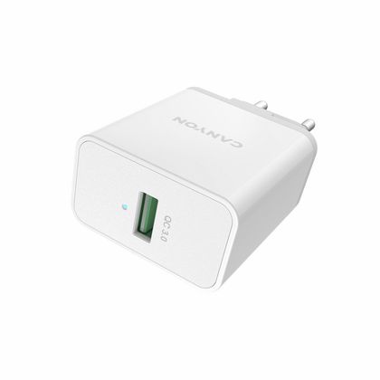 Адаптер питания CANYON CNE-CHA24W QC3.0 24W 100V-240V 18W Output: 5V/3A,9V/2.67A,12V/2A, белый