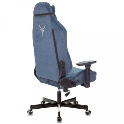 Кресло игровое Бюрократ Knight N1 Fabric ткань, синий, крестов. металл, с подголов.