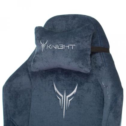 Кресло игровое Бюрократ Knight N1 Fabric ткань, синий, крестов. металл, с подголов.