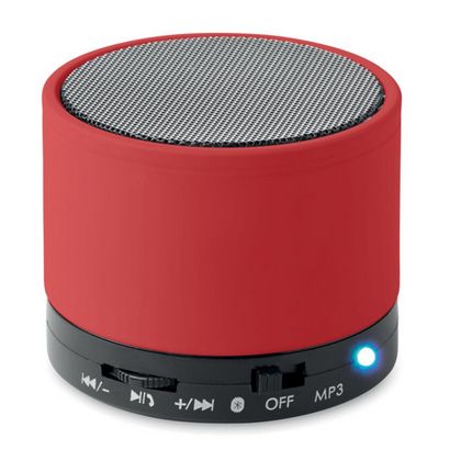 Колонка 1.0 "Round Bass" пласт. прорезин., 3 Вт, Bluetooth, AUX, MICRO SD, c MP3 плеером, красный/черный