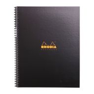 Блокнот А4+, 80 л., в клетку "Rhodia" спираль сбоку, микроперфорац., черный
