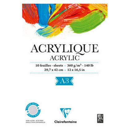 Блок-склейка бумаги для акрила "Acrylic", А3, 360г/м2, 10л.