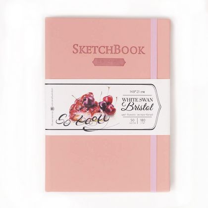 Скетчбук для графики и маркеров "Bristol Touch" A5, 180 г/м2, 50 л., розовый, сшивка
